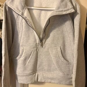 Women's Light Gray Half-Zip Sweatshirt-Size.Large